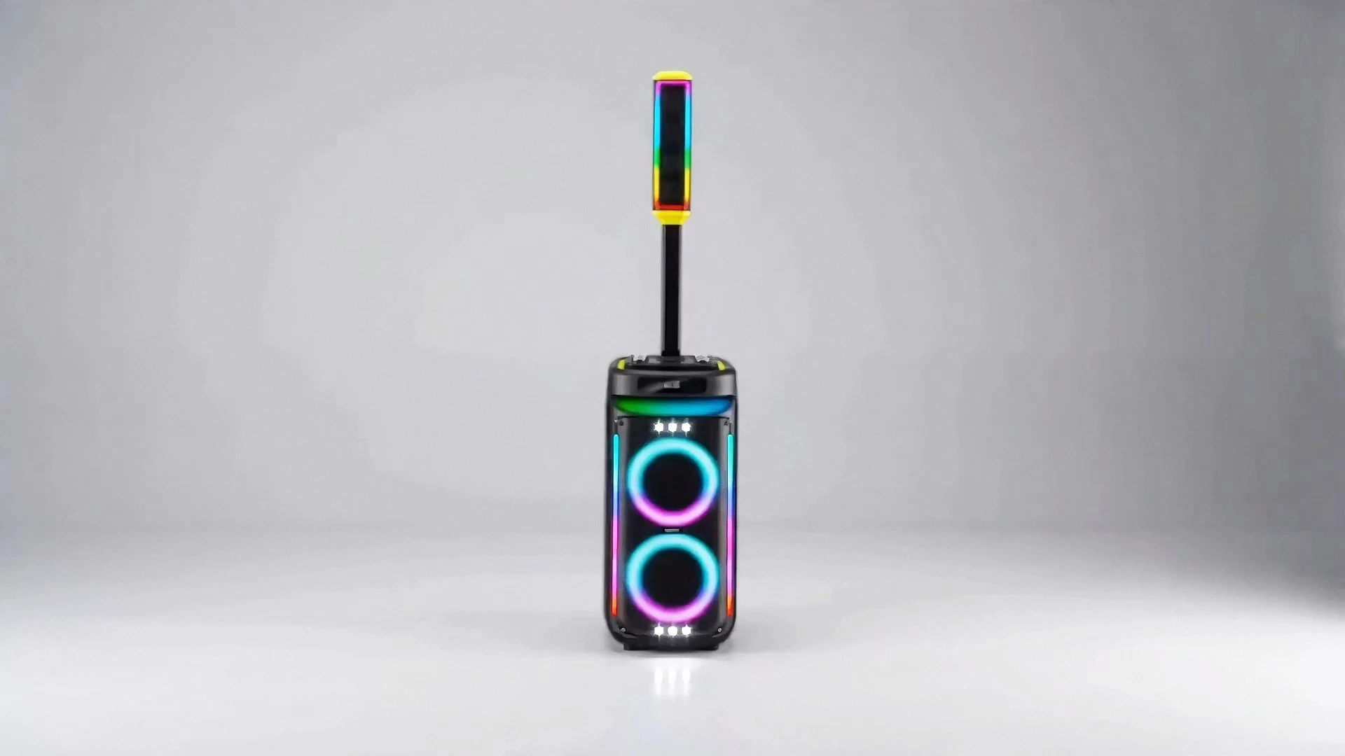100W Portable Bluetooth Speaker with Dual 8 Woofers, 3×3 Sound Column Drivers, Rolling Light and Linear LED Light | Deluxe AV AP-G659 1