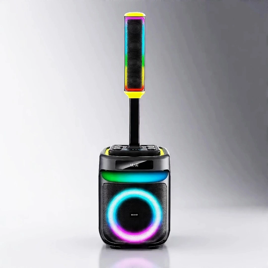 80W Portable Bluetooth Speaker with 8 Woofer, 3×3 Sound Column Drivers and Rolling Light | Deluxe AV AP-G659-1 1