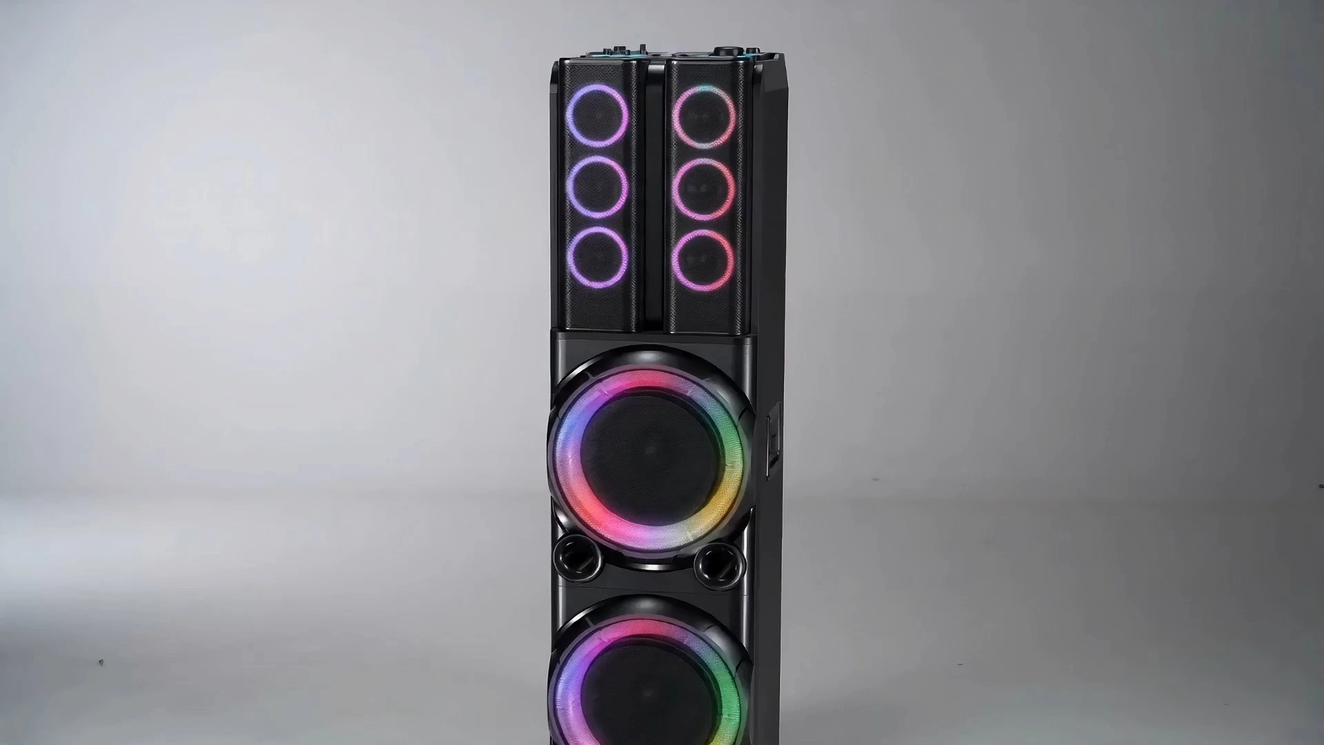 Enceinte Bluetooth portable 460 W avec deux woofers de 25 cm, quatre haut-parleurs médium-aigu de 7,6 cm, deux pavillons et éclairage d'ambiance | Deluxe AV AP-3101-2 1