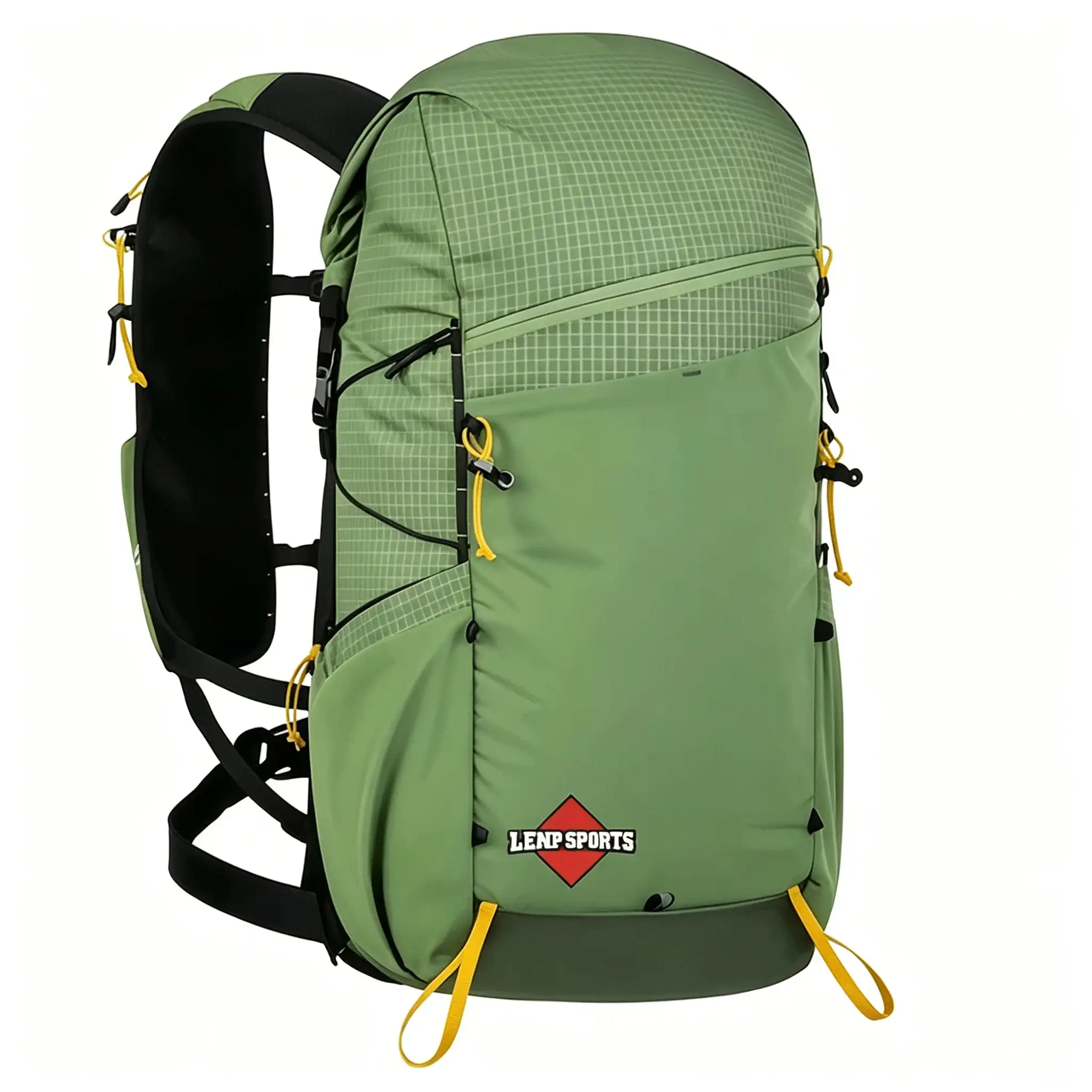 Waterproof Hiking Crossbody, Grid Ripstop Hiking Backpack, Multi-Day Camping Bag, Light Backpacking Crossbody, Weatherproof Hiking Bag HLP005