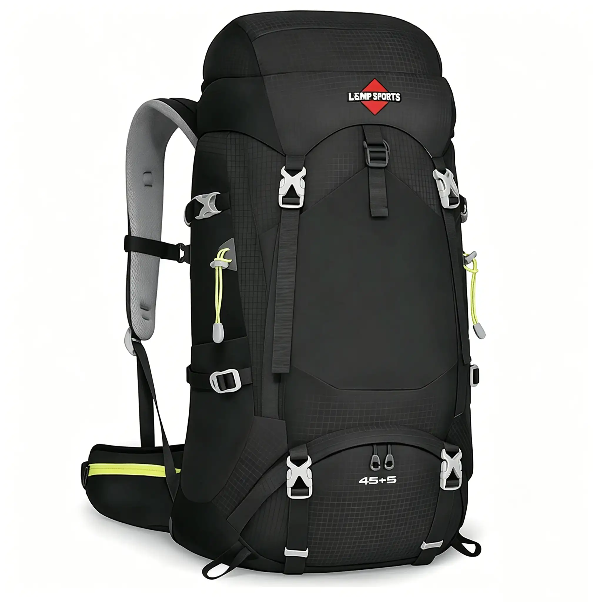 Mochila de senderismo impermeable para deportes al aire libre 40L 50L 60L Lemp Sports 45L + 5L mochila cruzada de senderismo con cubierta para lluvia HLP001