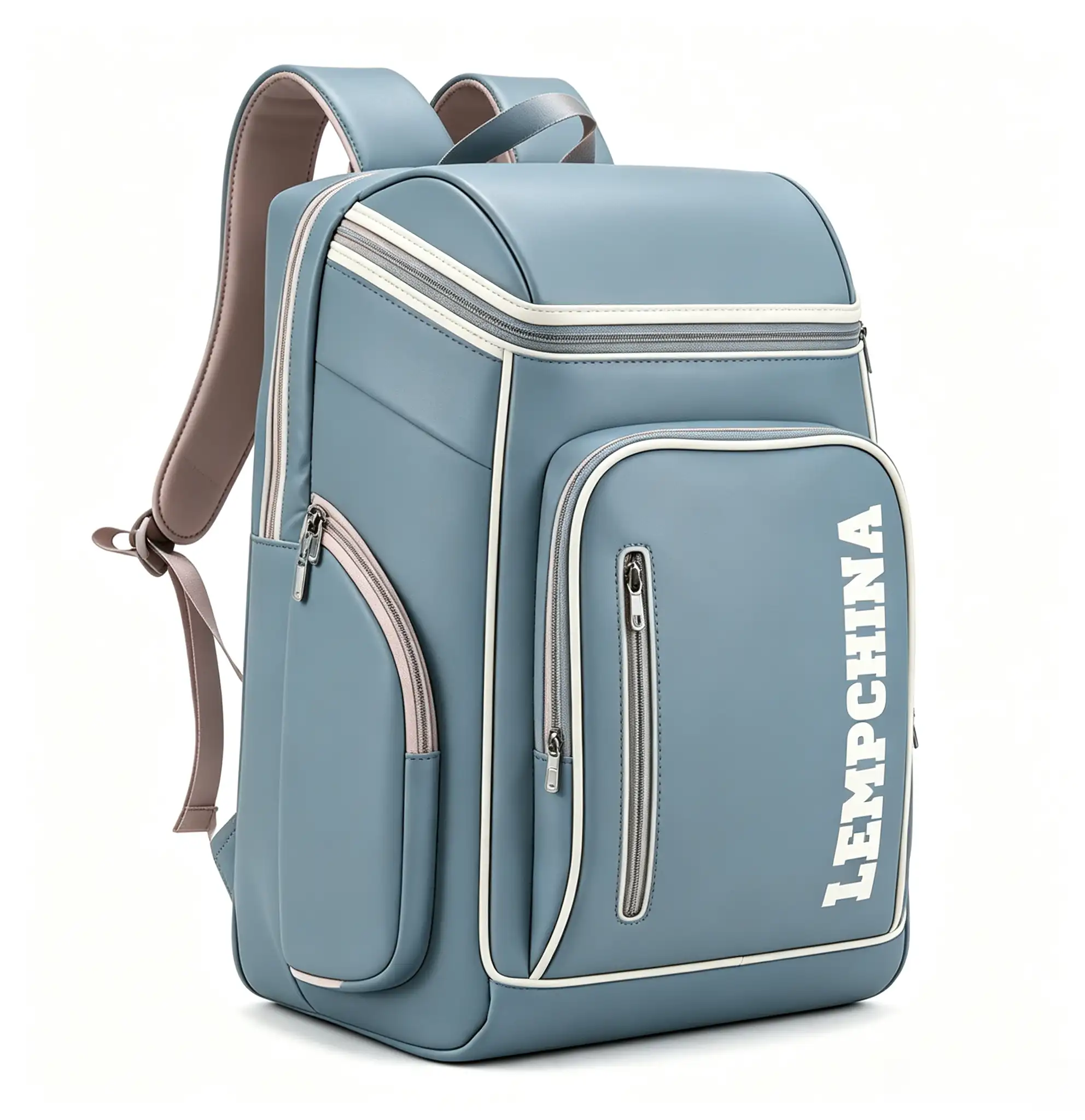 Mochila azul polvoriento mate con contraste rosa polvoriento