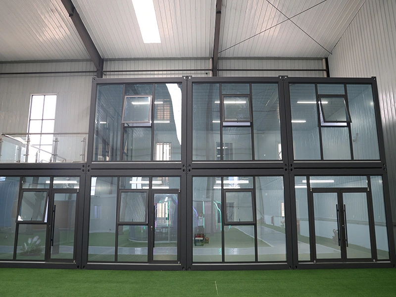 40FT Gray Double-Layer Prefabricated Container House, Full Glass Curtain Wall, Suitable for Office Spaces and Temporary Building 1