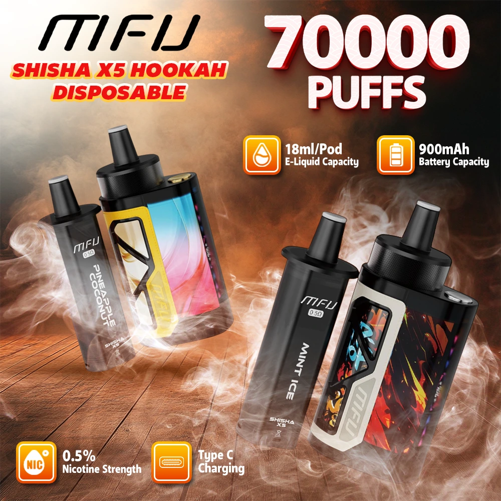 EU Warehouse France Stock Free Shipping MFU Shisha Hookah Disposable 70k Puffs 70000 Vape Pen Tank 2 Pods + 1 Device 1