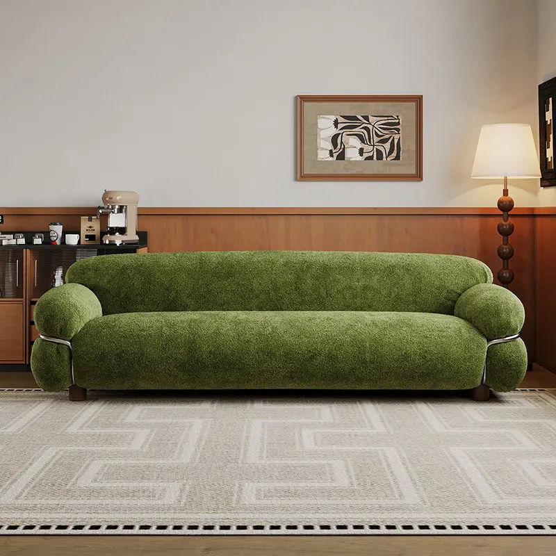 Luxury Retro Living Room Fabric Sofa with Solid Wood & High-Density Sponge--QY-S1559 1