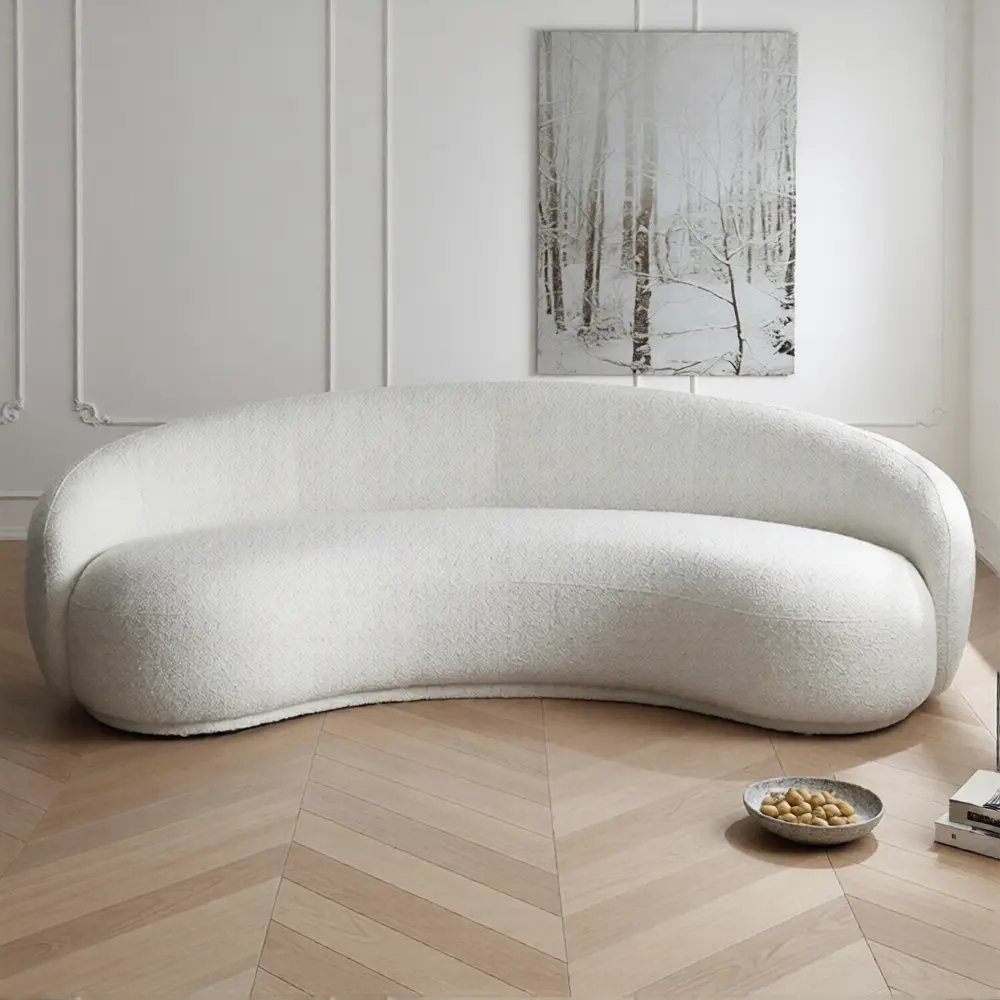 Sofá artístico curvo de tela con estructura de madera maciza - QY-S1179 1