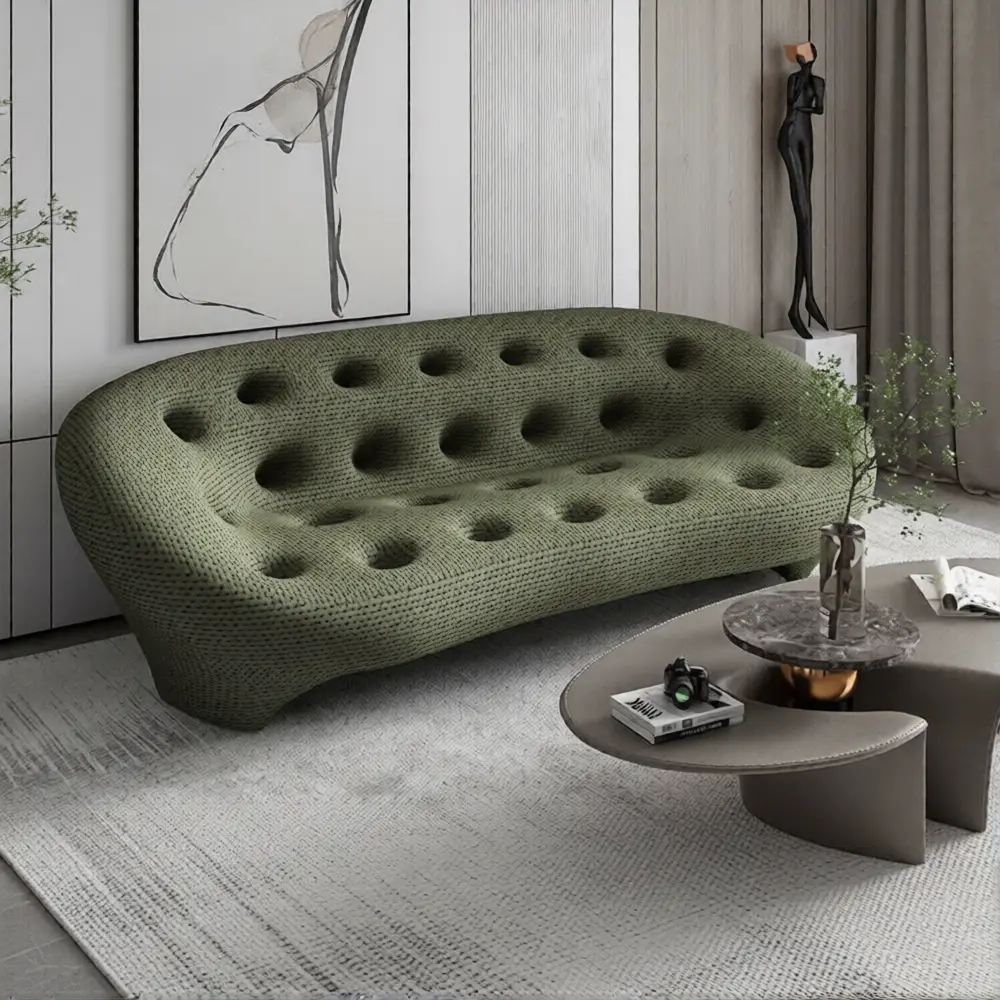 Sculptural Shell Bubble Sofa Solid Wood Frame--QY-S1490 1