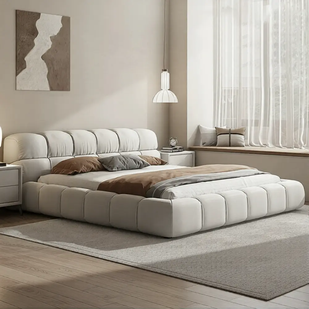 Luxury Puff Bed Premium Microfiber Upholstered Bedroom Furniture--KY-L03 1