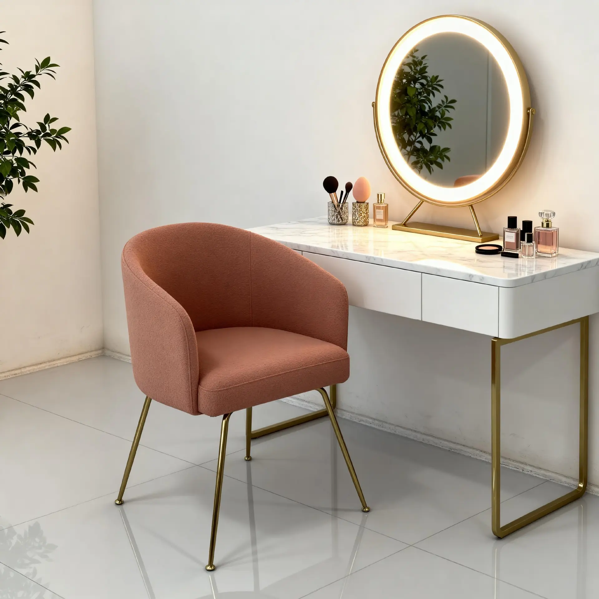 Silla de comedor moderna tapizada con base de metal - KY-386# 1
