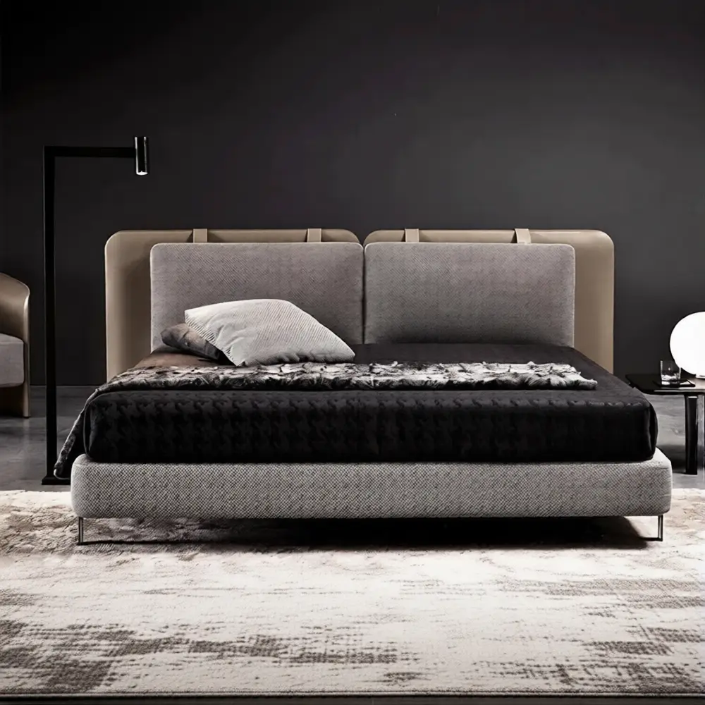 Modern Backpack‑Inspired Headboard Bed Textured Fabric Platform Bed--KY-L16 1