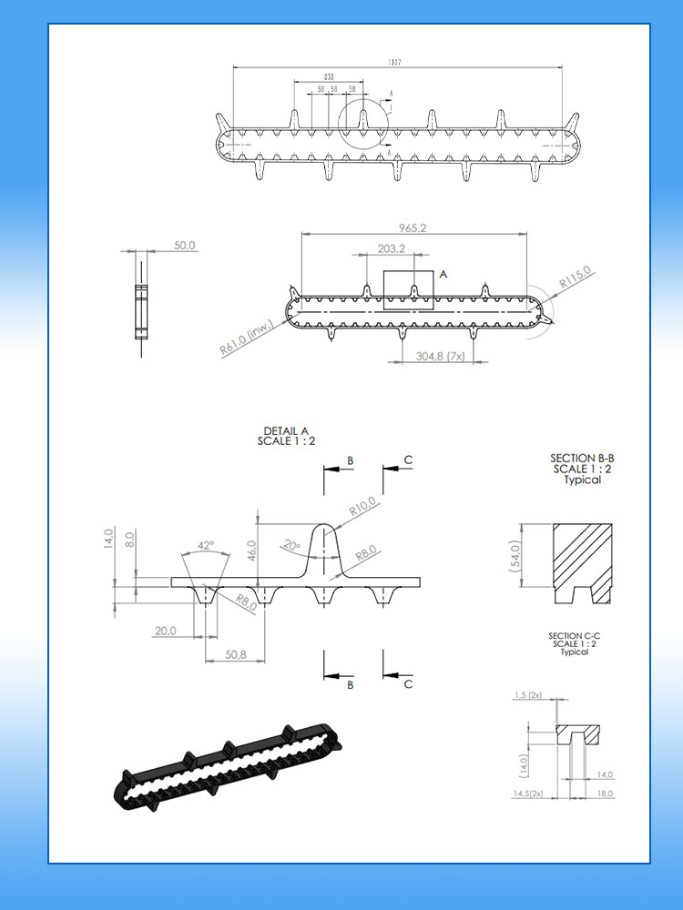 Corn harvester rubber 11 10 8 7 blocks agriculture track timing transport belts for CLAAS Agricultural Equipment 10