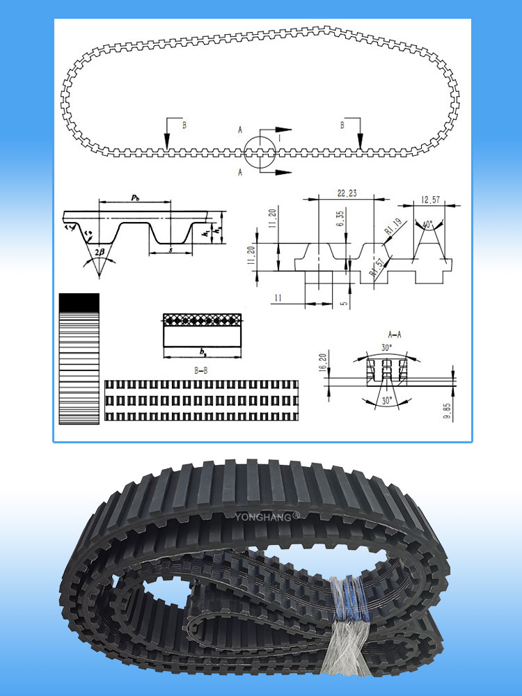 Yonghangbelt special customized closed loop grooving timing caterpillar track belt 9