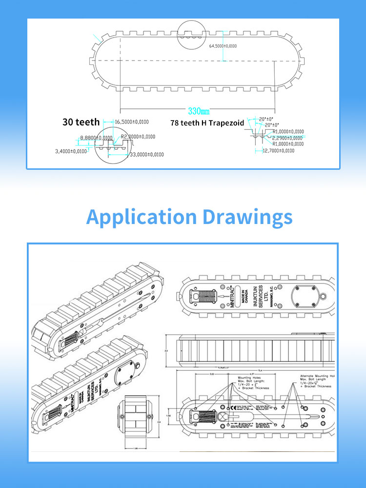 Yonghangbelt special customized closed loop grooving timing caterpillar track belt 11