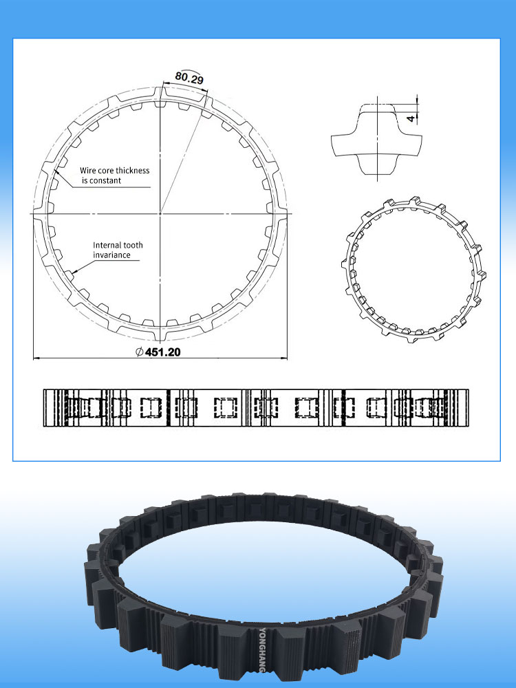 Yonghangbelt special customized closed loop grooving timing caterpillar track belt 26
