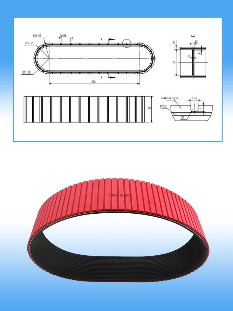 Yonghangbelt special customized closed loop grooving timing caterpillar track belt 25