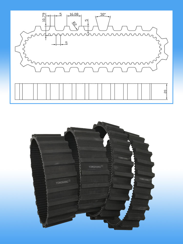 Yonghangbelt special customized closed loop grooving timing caterpillar track belt 17
