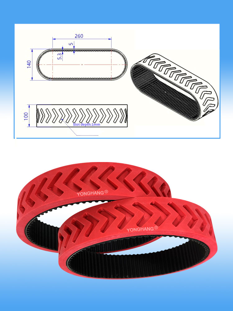 Yonghangbelt special customized closed loop grooving timing caterpillar track belt 19