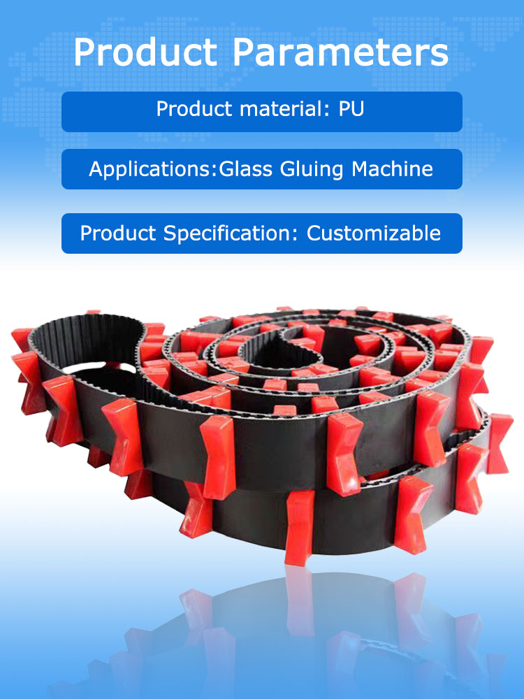Insulating automatic glass gluing machine belt V block pu synchronous tooth belt with V type cleats 9