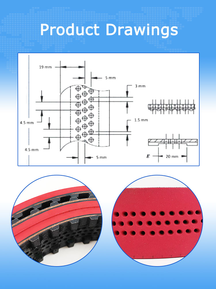 255H150+3 Timing Belt Coated Holes