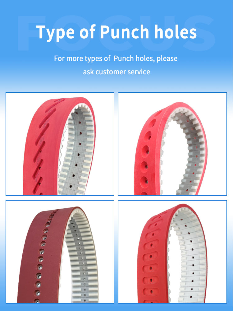 Vertical form fill seal packing machine various hole types rubber coating vacuum pull belts transport vffs timing belts 8