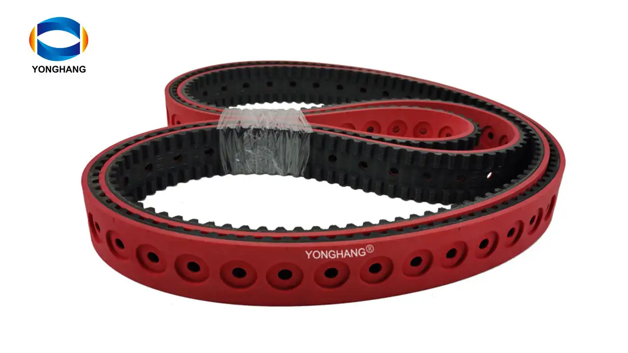 Best vertical packing machine timing belts red natural rubber cover with countersunk holes 1