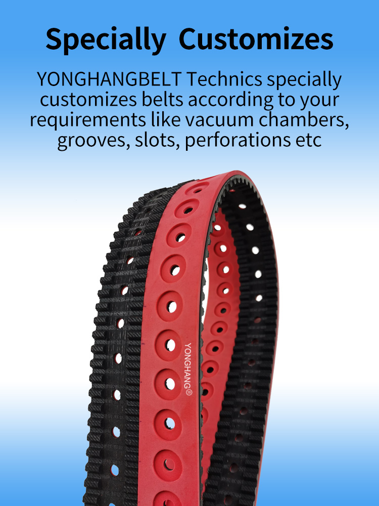 Best vertical packing machine timing belts red natural rubber cover with countersunk holes 11