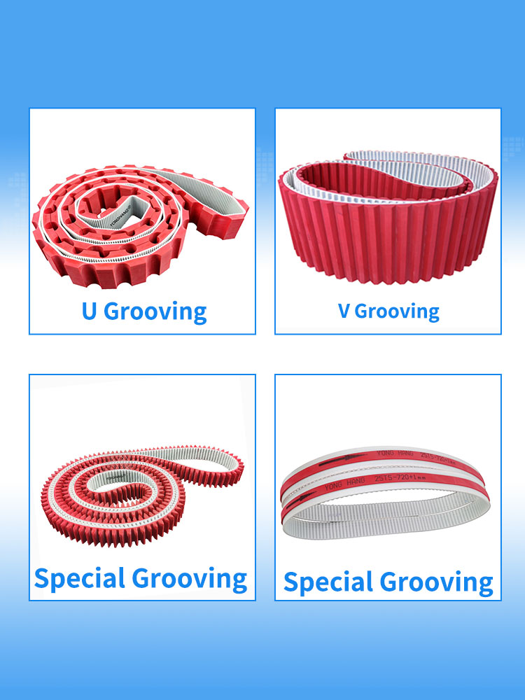 Yonghangbelt support customized special red rubber coated grooving pu timing toothed belts 10