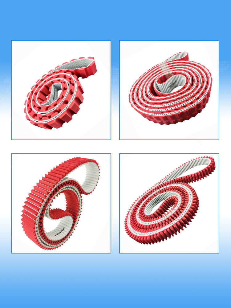 Yonghangbelt support customized special red rubber coated grooving pu timing toothed belts 16