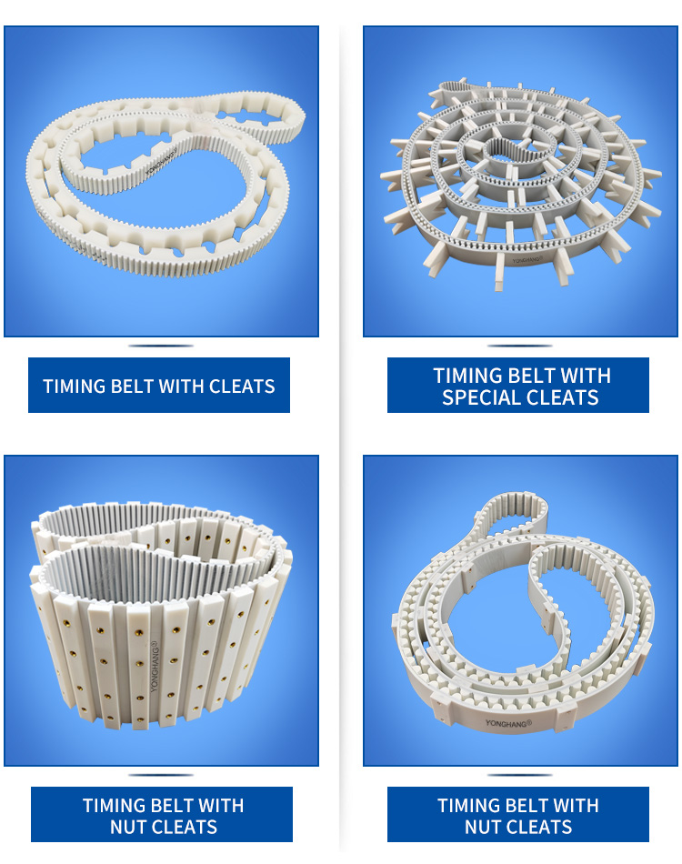 Customize seamless endless pu timing belt with cleats nut 17