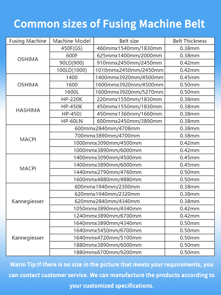 High temperature PTFE conveyor belt fusing machine belts 3