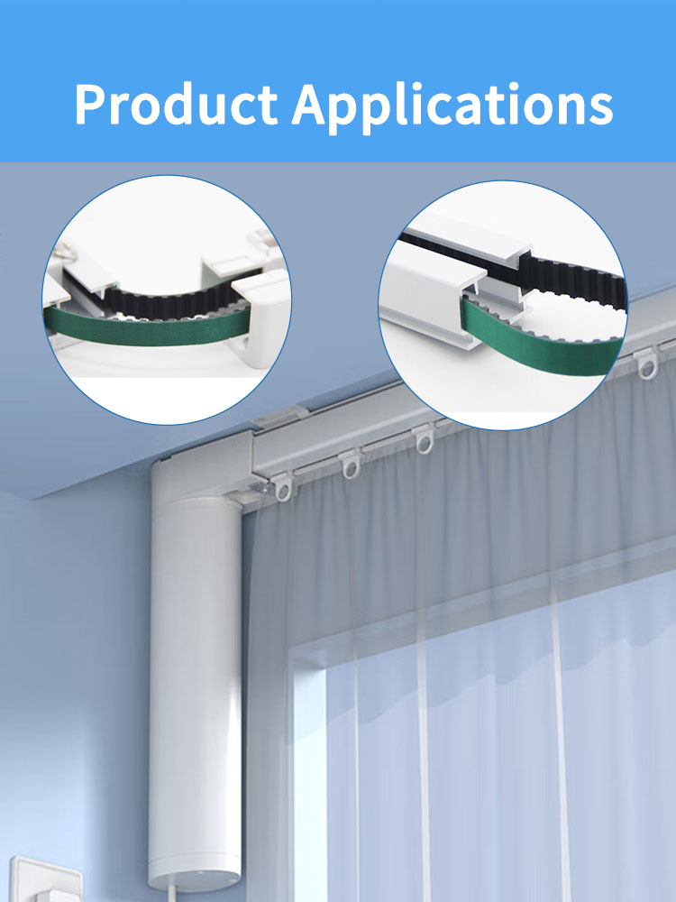 Yonghangbelt wholesale  various widths pu rubber transport motorized Electric curtain  lifting timing track belt 16