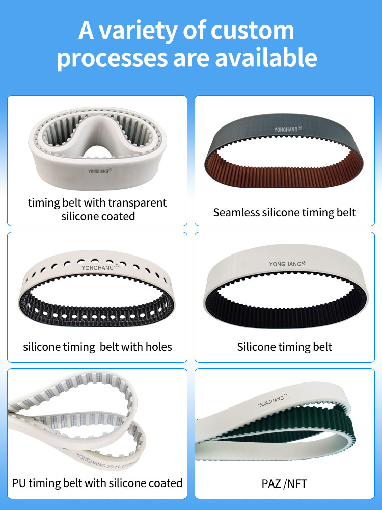 Best Yonghangbelt custom anti-adhesion heat resistant blue silicone coated pu timing belts 10