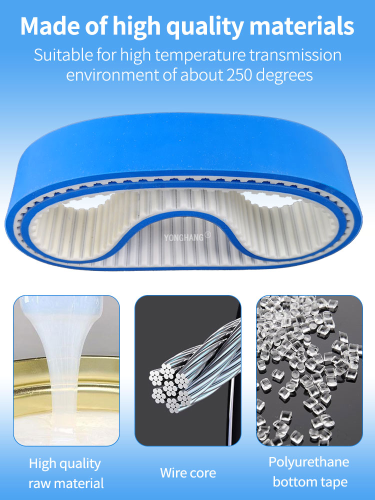 Best Yonghangbelt custom anti-adhesion heat resistant blue silicone coated pu timing belts 9