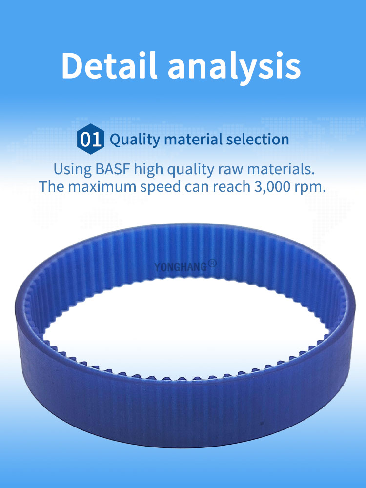 Yonghangbelt custom seamless blue pu coated synchronous timing belts 11