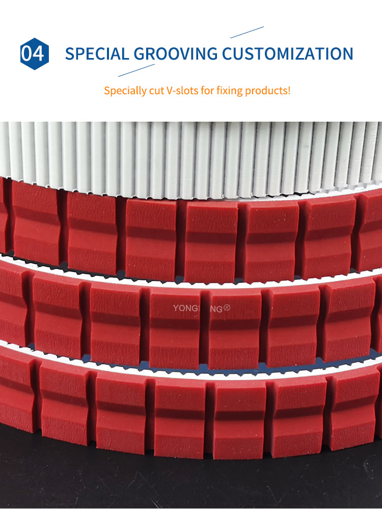 Special customized industrial endless  polyurethane tooth timing belts with red apl rubber coated 11
