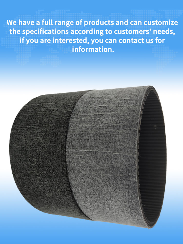 Best Yonghangbelt heat-resistant antistatic closed loop rubber timing belt felt coating 11