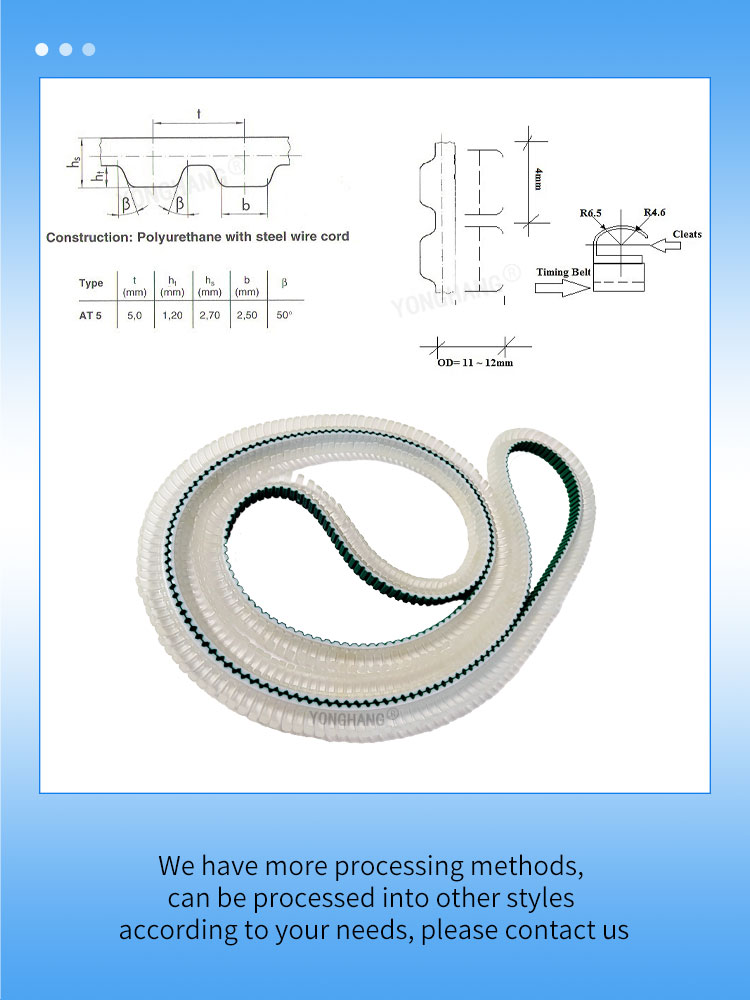 sausage hanging unit belt T10-4700/6300 PU Polyurethane covering transparent PU grooves 12