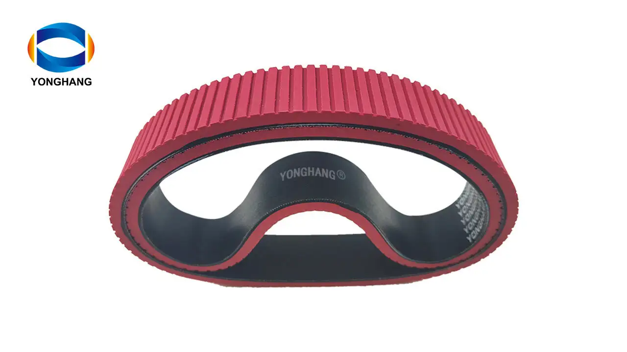 Aramide core red coating rubber seamless flat belts manufacturing with  lateral grinding 1