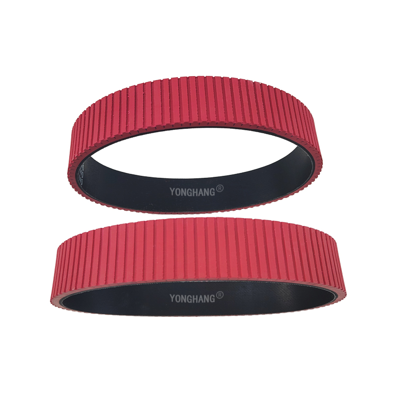 Aramide core red coating rubber seamless flat belts manufacturing with  lateral grinding 10