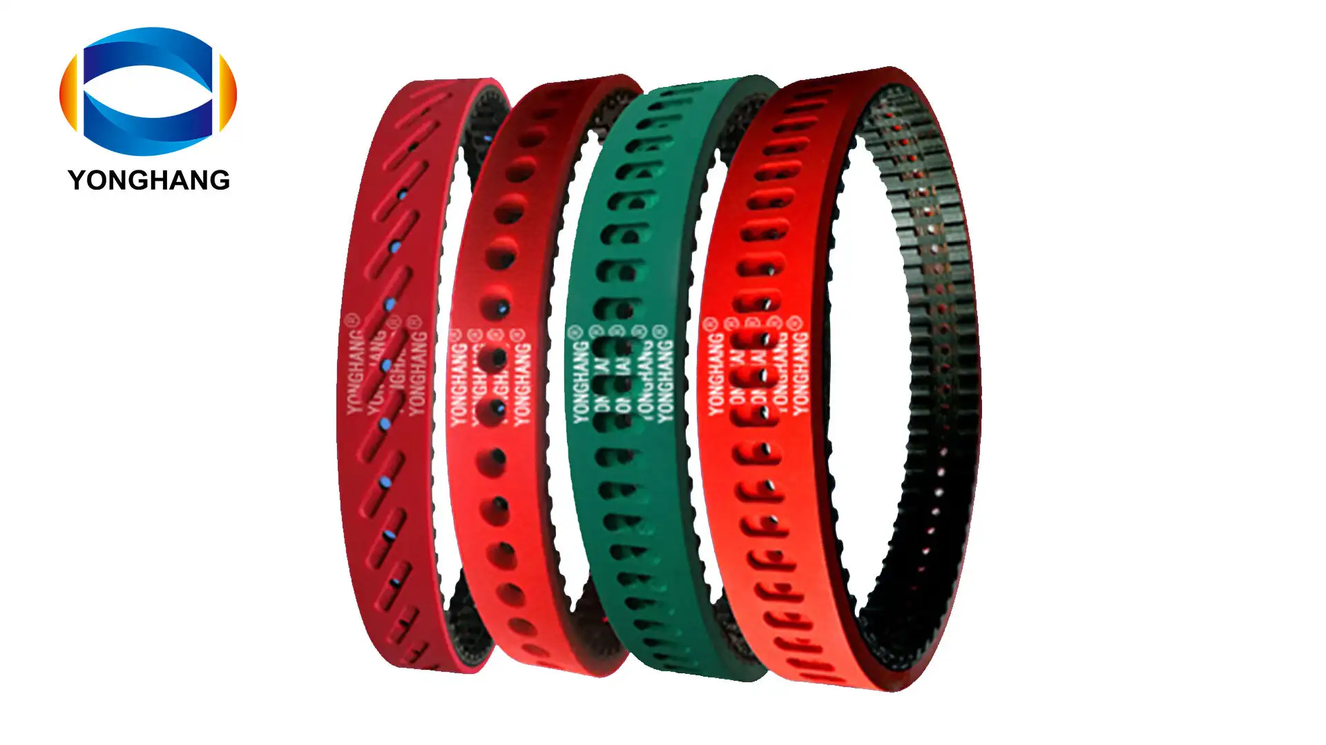 yonghangbelt customized vertical packing machine use perforations centre grinding width red rubber toothed belts 1