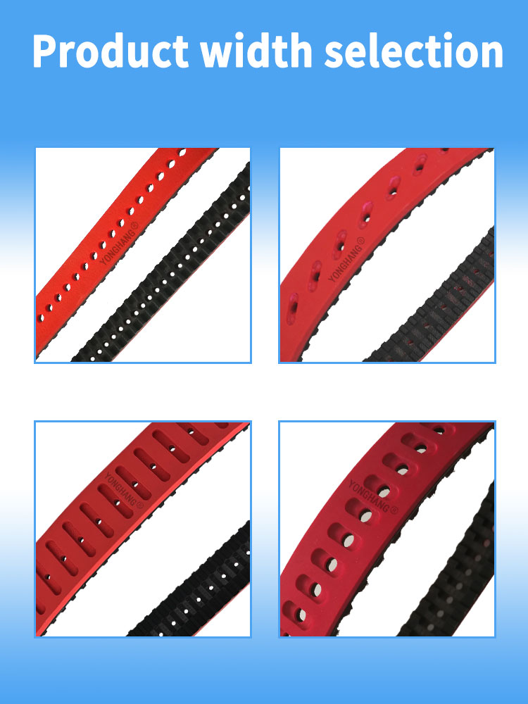 yonghangbelt customized vertical packing machine use perforations centre grinding width red rubber toothed belts 12