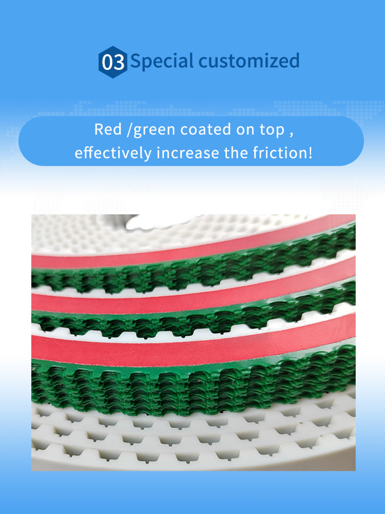 Polyurethane APL red rubber coating pvc rough top power transmission closed loop timing belts for Brick make Machine 12