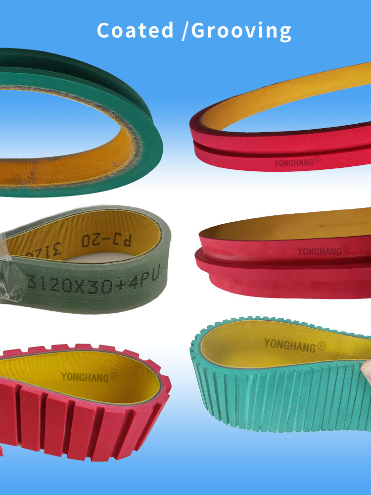 Yonghangbelt Open end  high speed rubber coated groove v-guides polyamide belt nylon sandwich transmission belt 16