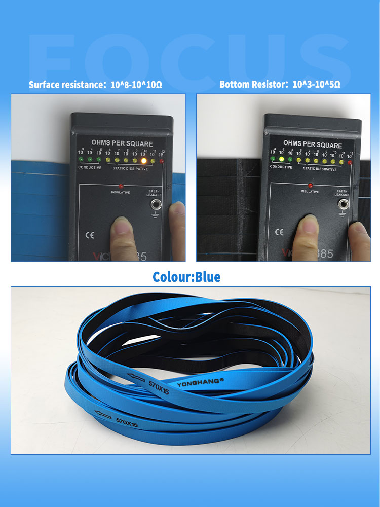 anti-static elastomeric belt for photovoltaic solar industry 13
