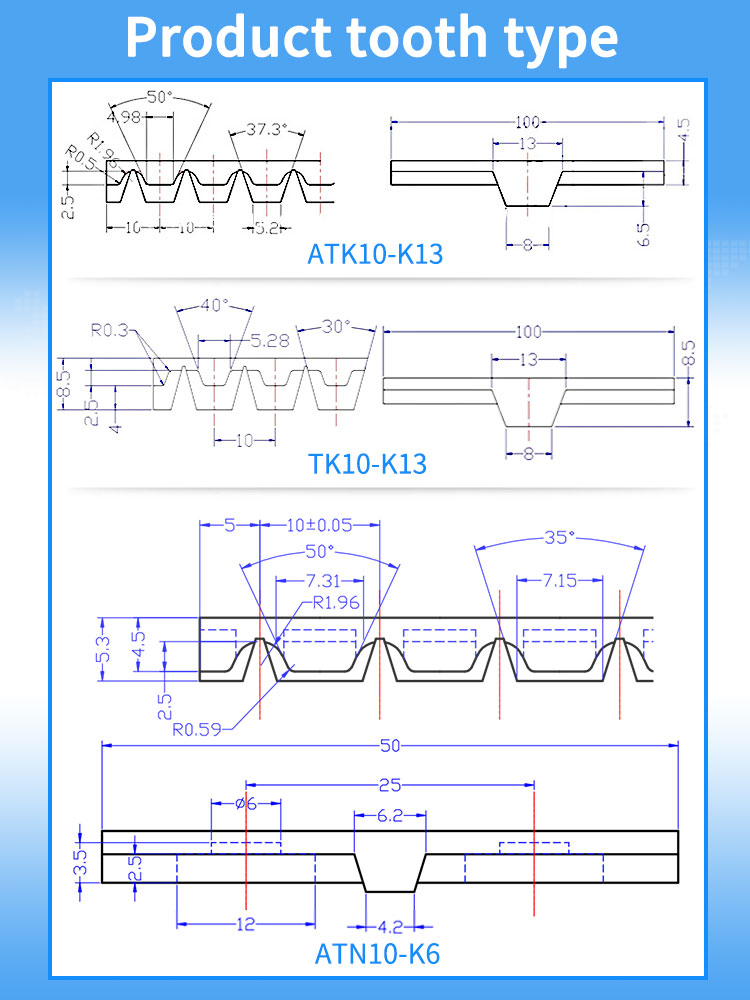 TK10 ATK10  TK20 ATK20 14MK17 Special tooth PU Timing Belt From China 9