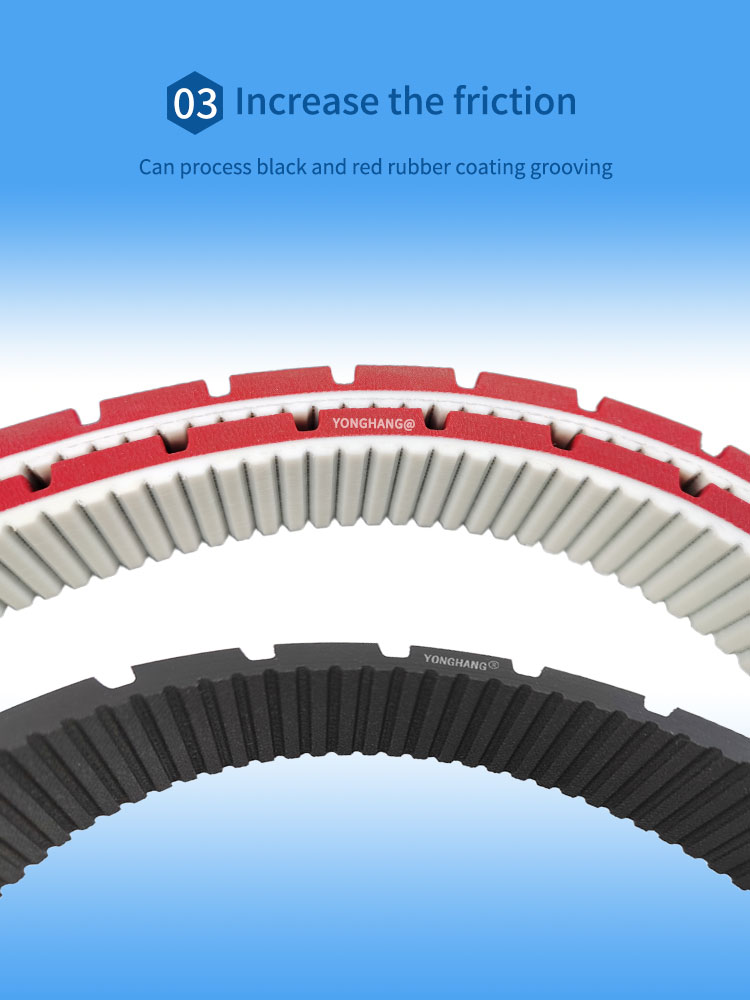 AT5 PU timing belts with red black coated grooving for Optical fiber cable blowing machine 11