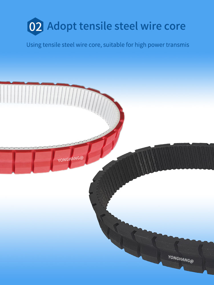 AT5 PU timing belts with red black coated grooving for Optical fiber cable blowing machine 10