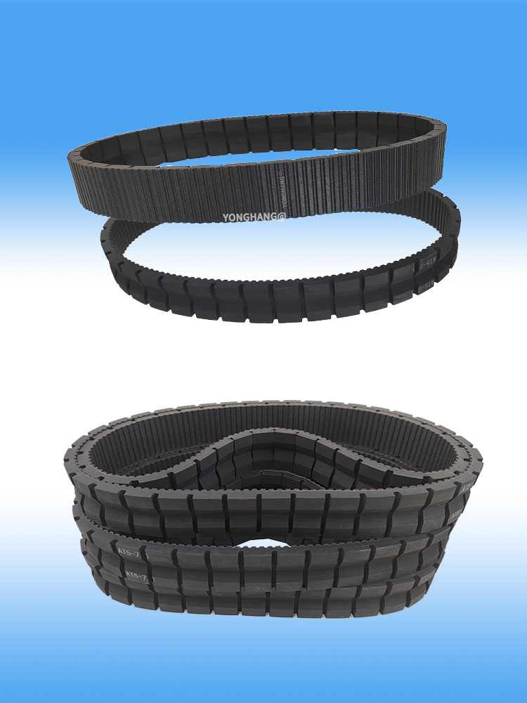 AT5 PU timing belts with red black coated grooving for Optical fiber cable blowing machine 15
