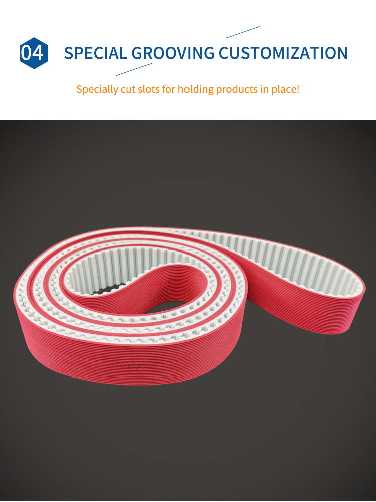 Yonghangbelt Surface red rubber coating pj solt transmission pu timing toothed belts 11