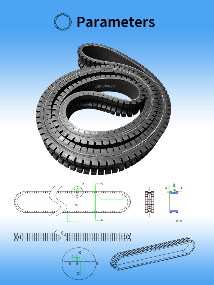 Special customized Haul Off Caterpillar belts for troester cable production line haul off machine 9